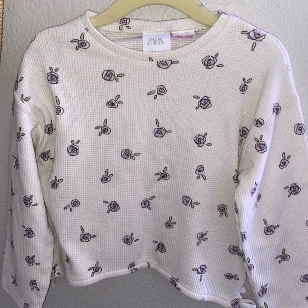 Zara Kids : Toddler Waffle Floral Top
